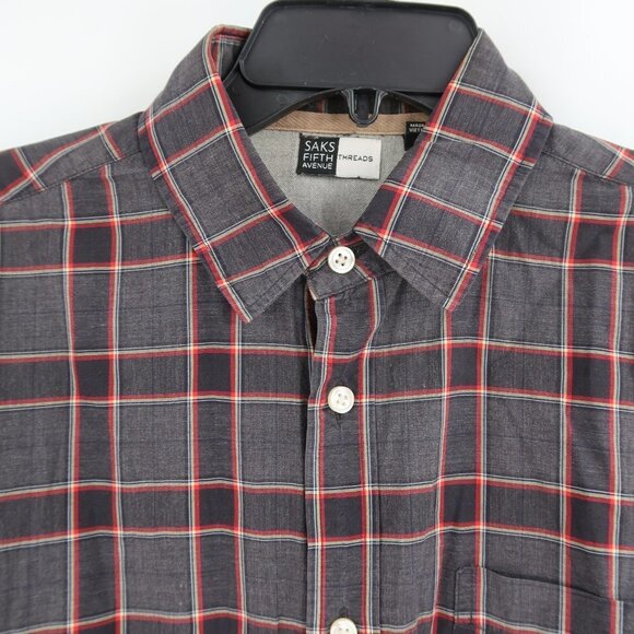 SAKS Fifth Avenue Threads Men's Plaid Button Down Size Medium - Picture 4 of 7